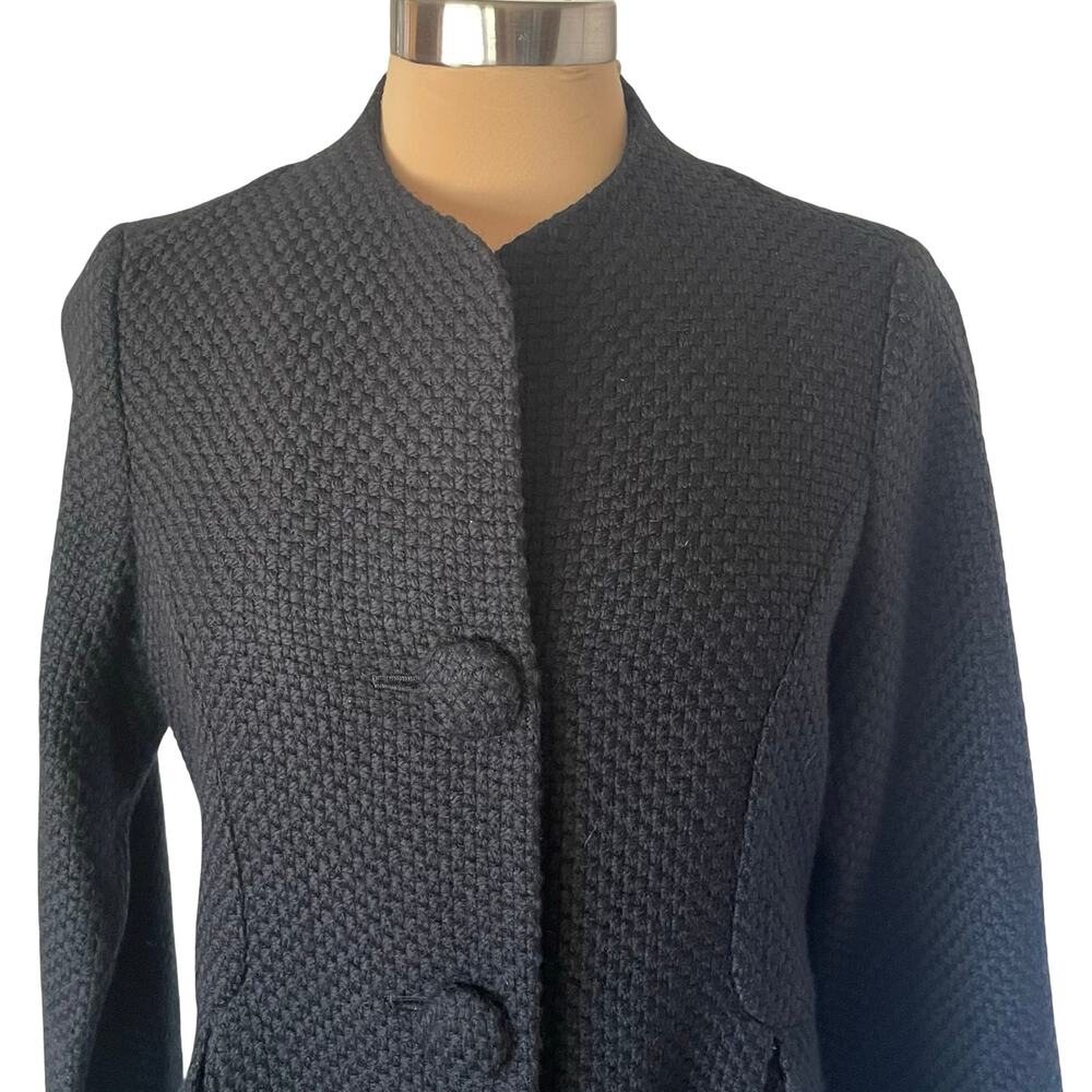 VTG‎ Helen Wang Black Tweed Coat Wool Blend MED NWT Tailored Classic Old Money
